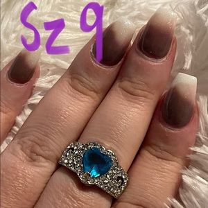 Sterling Silver Blue Sapphire Heart ring